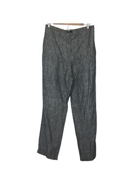 Vivid 100% Linen Gray High Rise trouser Pant M Straight Leg Comfort Waist
